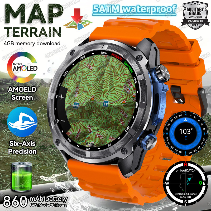 Health Wellness Bracelet - 2025 خريطة التضاريس الجديدة GPS ساعة