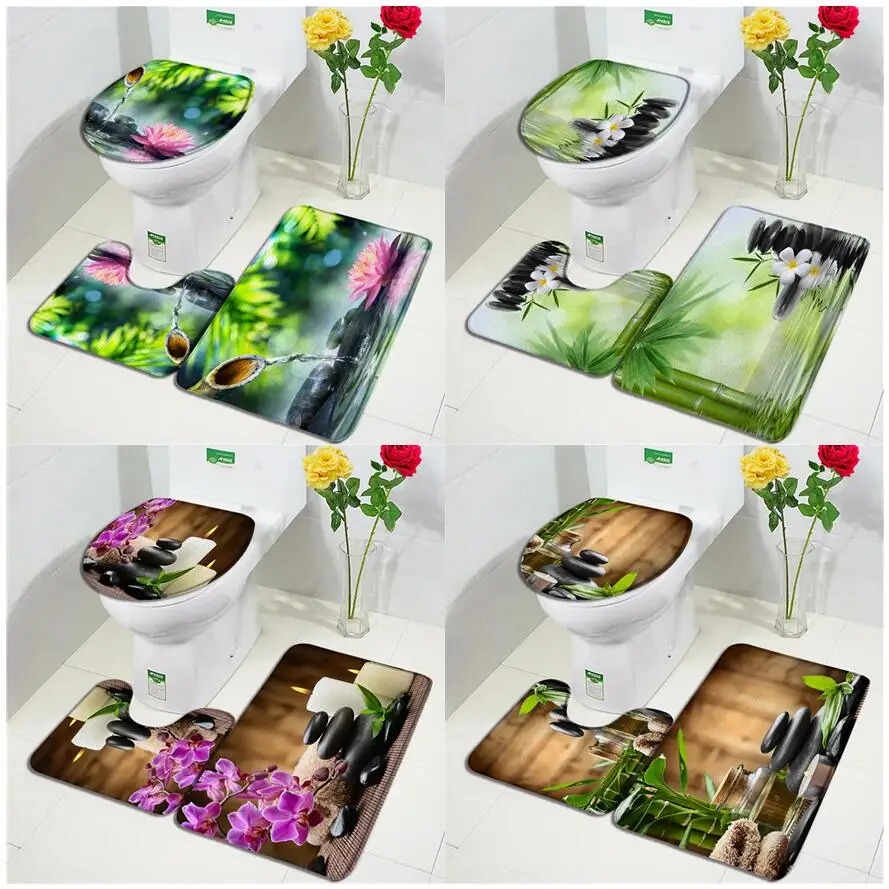 Bamboo Bath Mat - الأخضر الخيزران زن حمام الحصير مجموعة