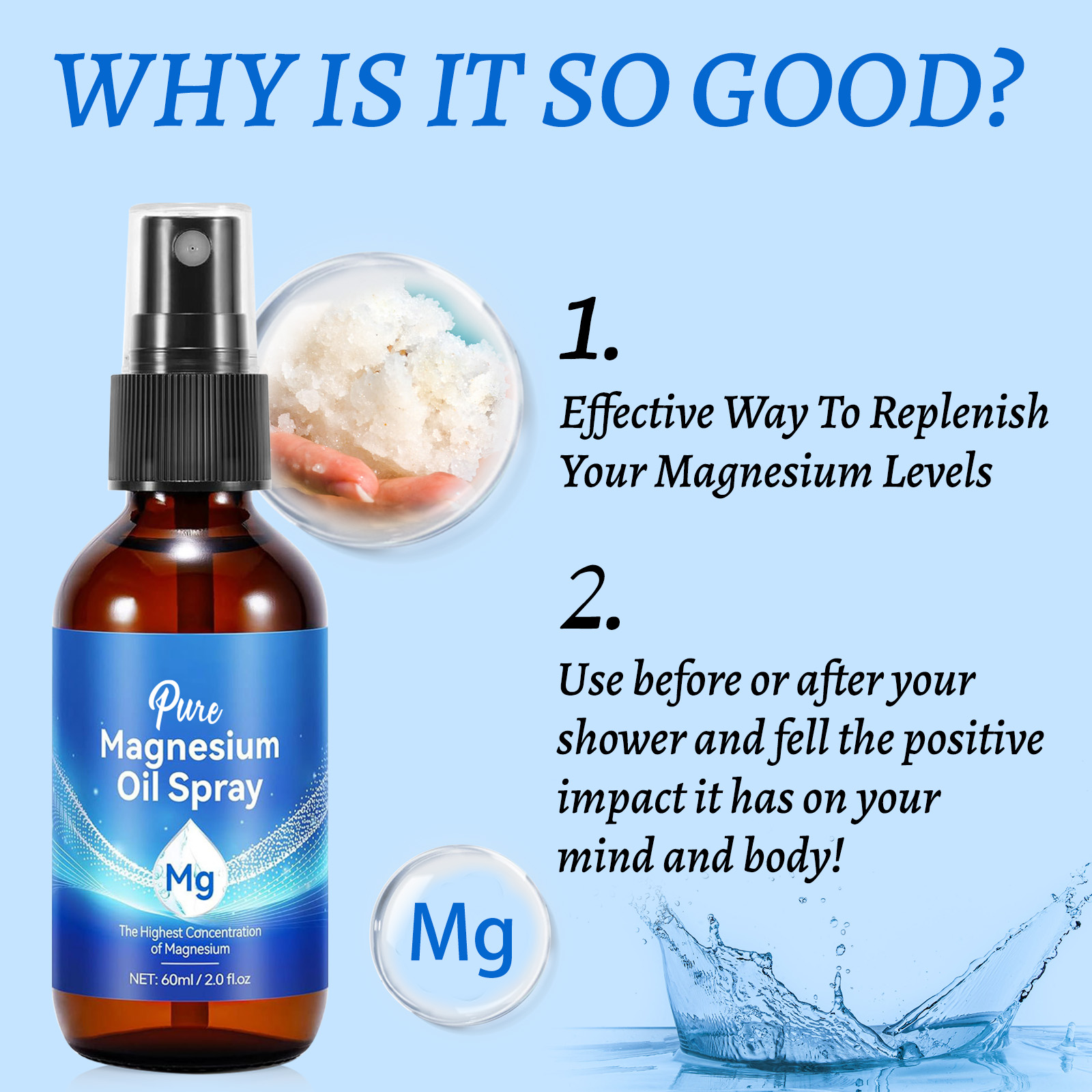 زيت المغنيسيوم الطبيعي 60 مل - - مراجعة Bath Salts Magnesium وسعره